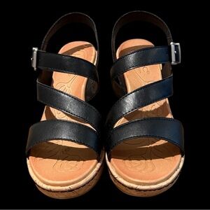 NEW Women’s B.O.C. Schirra Cork Wedge Black Sandals Buckle Strap Size 7